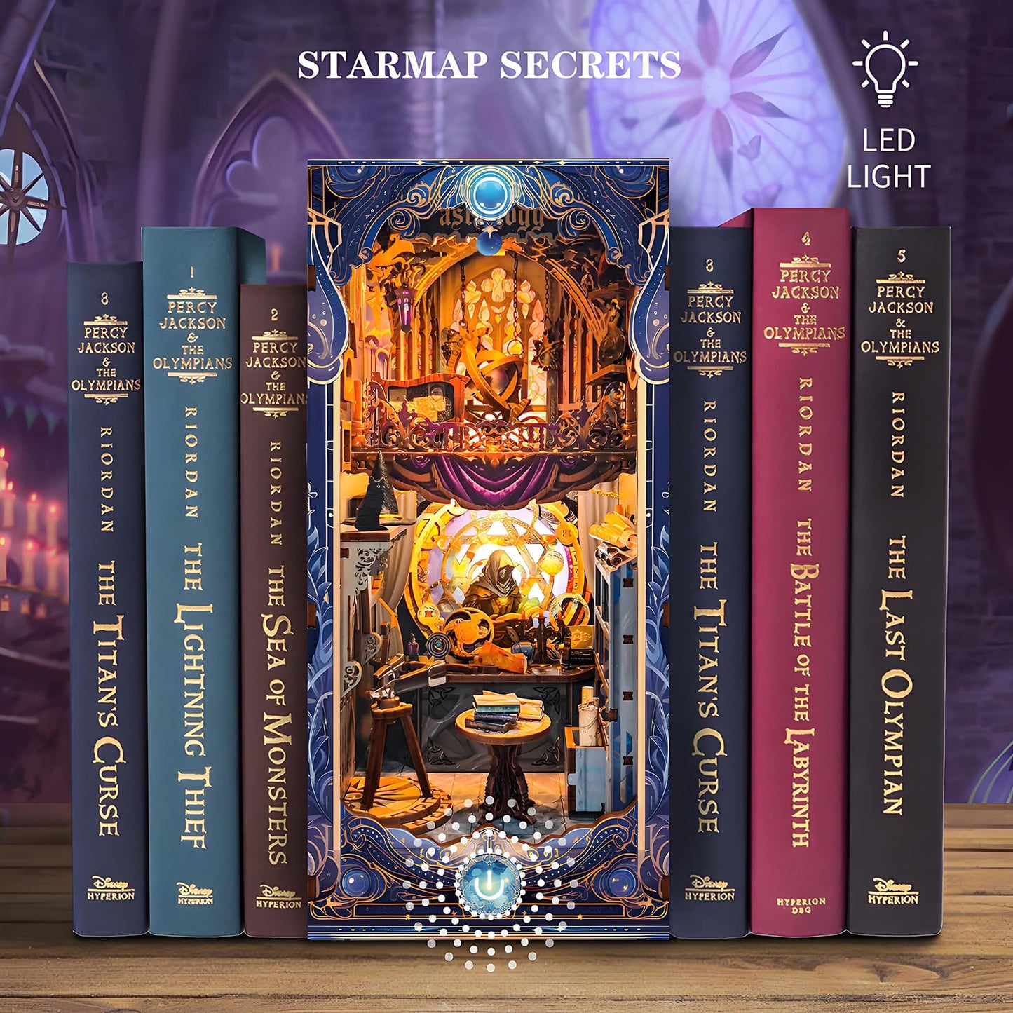 Spilay Book Nook Kits for Adults,Starmap Secrets DIY Miniature House Kit with LED Light, 3D Wooden Puzzle Mini House Building kit for Bookshelf Decor, Desk Decor, Gift for Readers, Teens & Adults