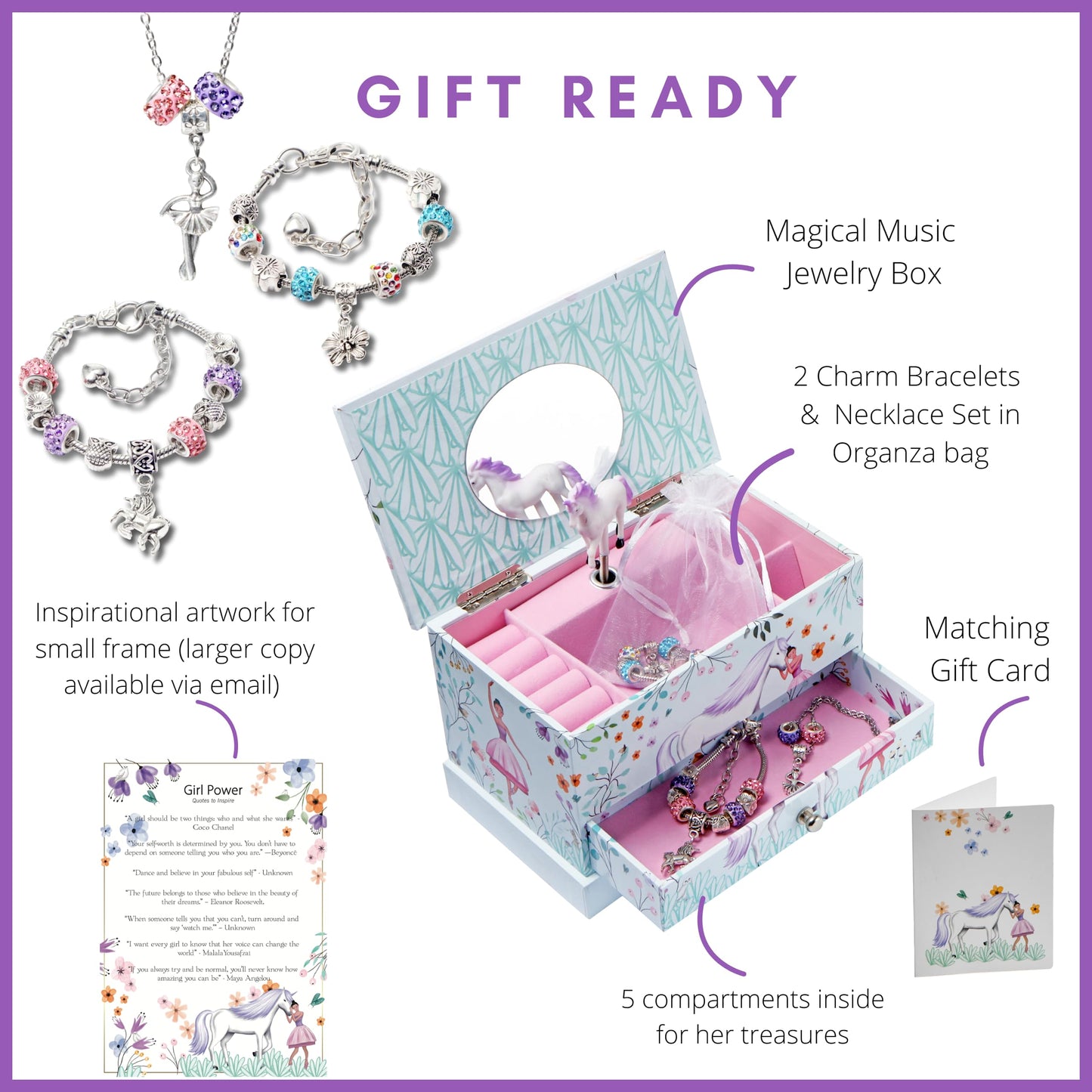 ABI + OLIE Ballerina Unicorn Kids Jewelry Box for Girls & Little Girls Jewelry Box Organizer - A unicorn music box gift