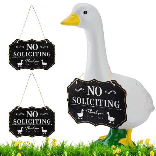 2 Pcs Porch Goose Sign No Soliciting Sign for House Lawn Goose Signs Outdoor No Soliciting Yard Signs for Home/Front Door and Business Porch Goose Outfits Hanger Decor Accessories
