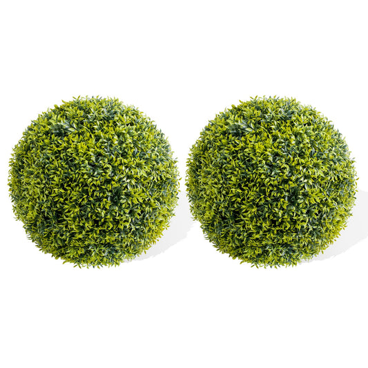 Towallmark UV Resistant Artificial Topiary Balls Set of 2 – Realistic Faux Boxwood Spheres for Indoor & Outdoor Decor, Hanging Greenery for Home, Garden, Patio, Wedding – Fortunate Wooden Leaves, 2pcs