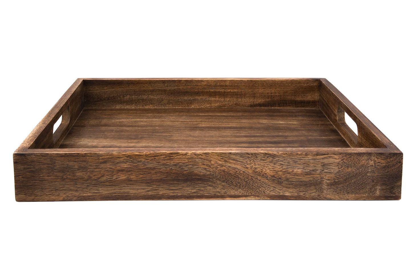 GoCraft Handmade Classic Wooden Tray – Large 16.5" Mango Wood Serving Tray with Handles – Elegant Kitchen & Dining Accessory – Ideal for Breakfast in Bed, Coffee, Tea