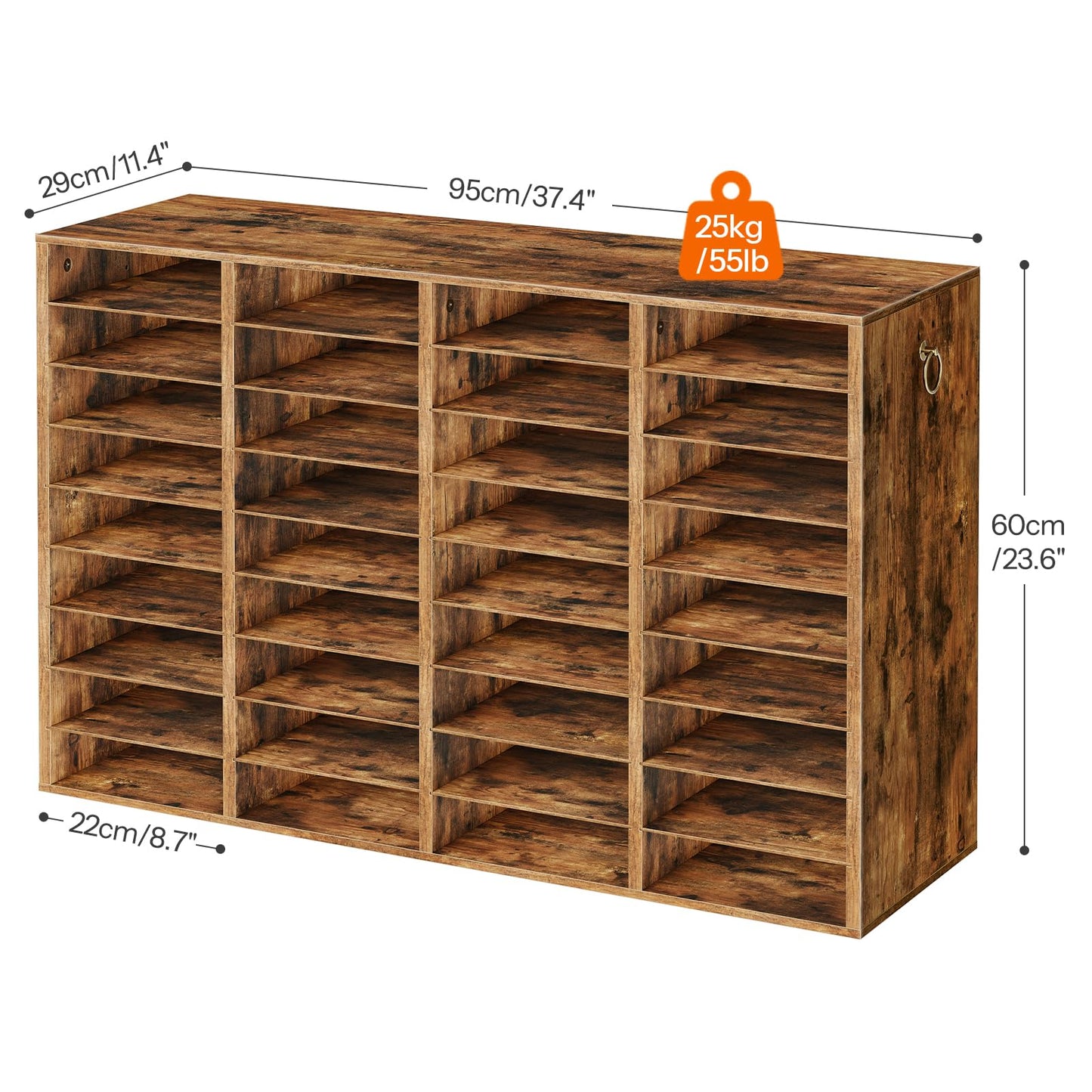 HOOBRO Wooden Literature Organizer, 36-Slot Mail Sorters, Removable Classroom Mailbox, Student Mailboxes for Classroom, Paper Storage Organizer, for Home, Office, Classroom, Rustic Brown FG36WF01