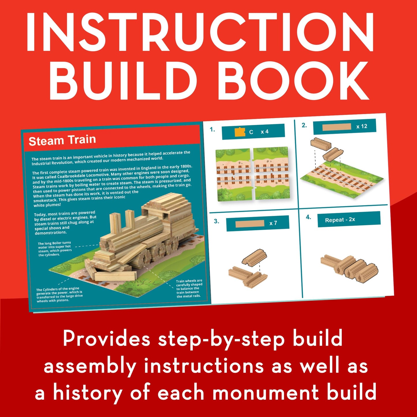 MindWare KEVA Models Vehicles - 154 Wooden Building Planks & Step-by-Step Instructions to Build Iconic Vehicles
