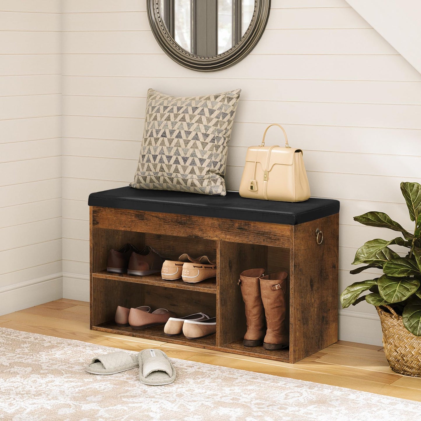 HOOBRO Shoe Storage Bench and Shoe Bench Bundle, Entryway Bench with Lift Top Hidden Storage and Adjustable Shelves, Bamboo Entryway Bench with Hidden Compartment, BF40HX01-YE60HX01