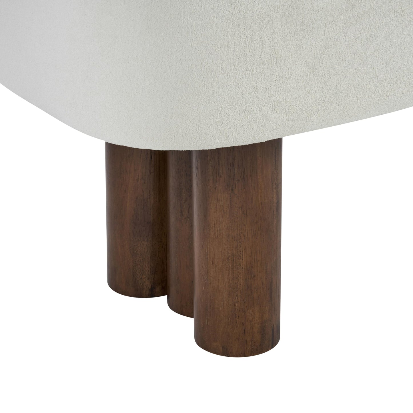 Christopher Knight Home Damas 60.04" Fabric Upholstered Dining Bench, Wooden Entryway Bench, Long Sofa Footstool for Living Room, Bedroom End of Bed Bench, Milky White+Walnut