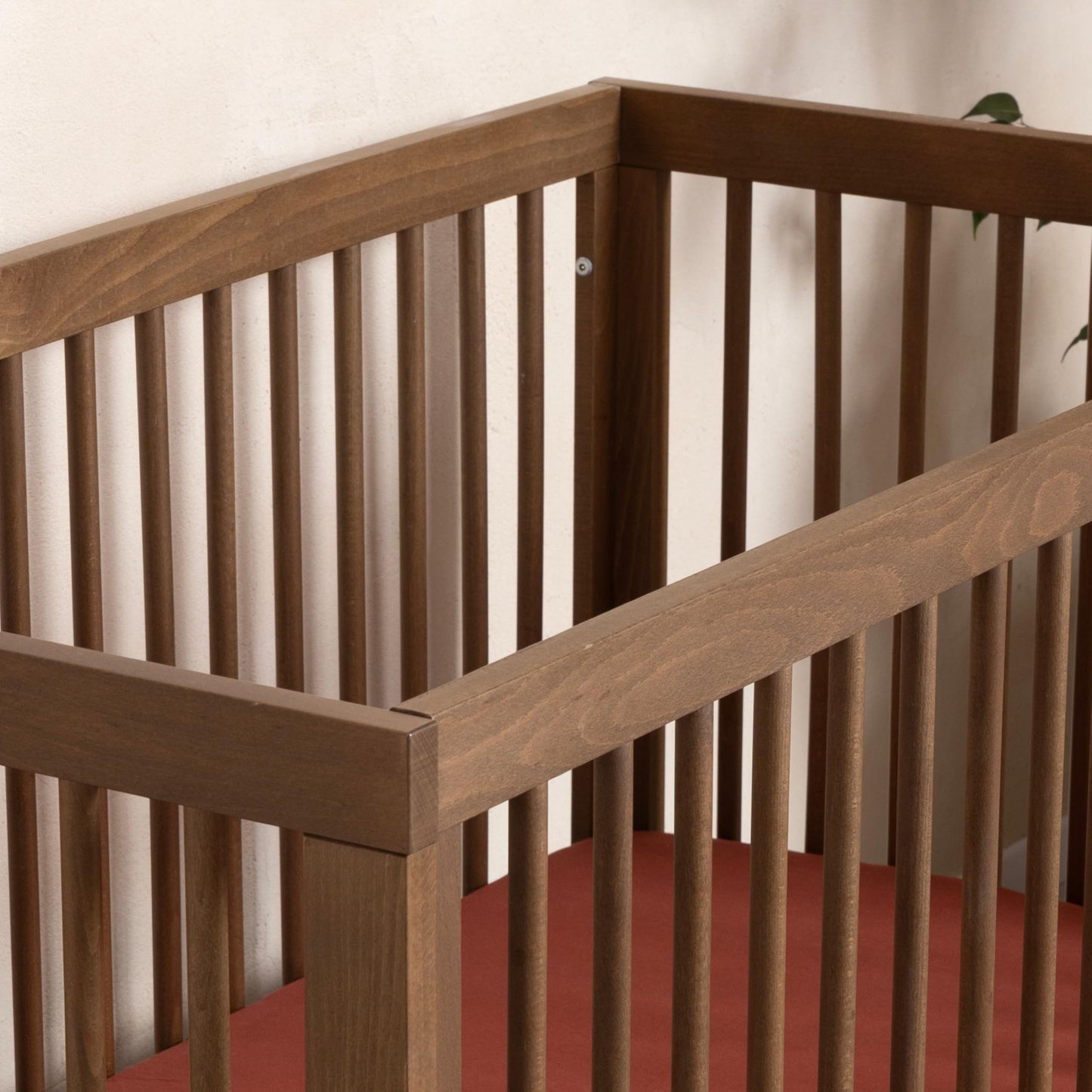 dadada Baby Soho 3-in-1 Convertible Wooden Crib to Toddler Bed - Made in Italy, GREENGUARD Gold Certified, Baby-Safe Finish, Handcrafted Beechwood, Modern Design, 3 Adjustable Heights (Walnut)