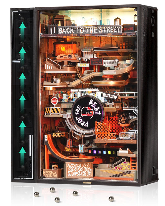 ROKR Marble Run Mechanical 3D Puzzles for Adults& Teens, DIY Miniature Model Building Kit, Parallel World Hip-Hop Street MR03S