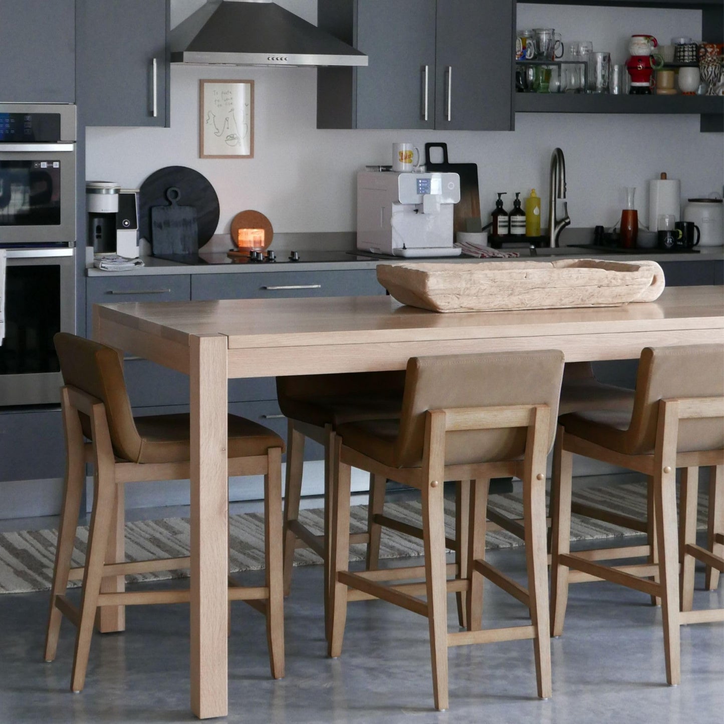 Nathan James Gracie Modern Counter Height Bar Stool with Back, Counter Stool Upholstered Chair with PU Leather and Brushed Wooden Legs, Light Brown