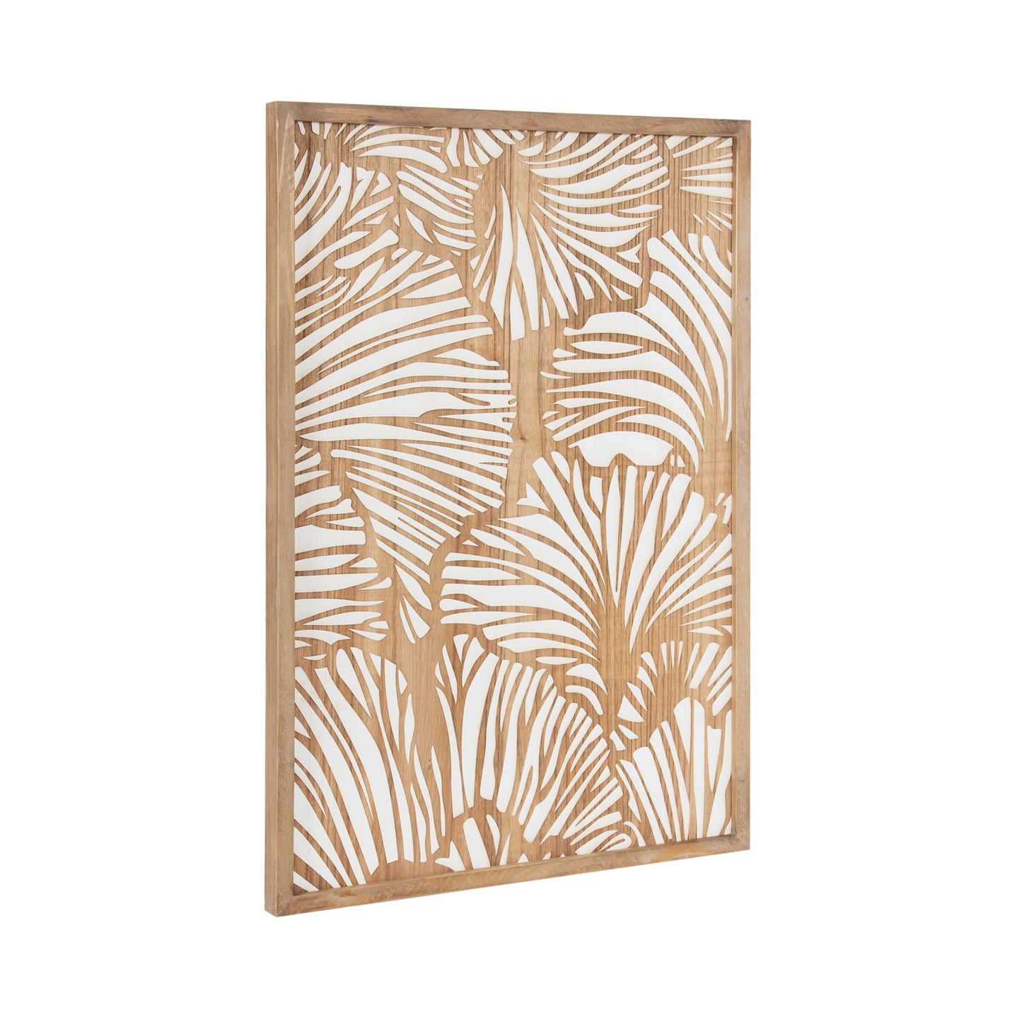 Kate and Laurel Sago Modern Decorative Wood Art Plaque; 23 x 33; White and Rustic Brown; Painted Wood Floral Wall Art with Dimensional Design for Living Room Decor