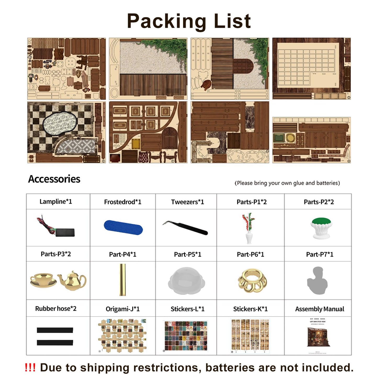 Hallisun DIY Miniature House Kit, Mini 3D Wooden Left Bank Study Building Kit with Furniture and LED, Tiny Diorama Dollhouse Model Set, Handmade House Craft Birthday for Adults Teens