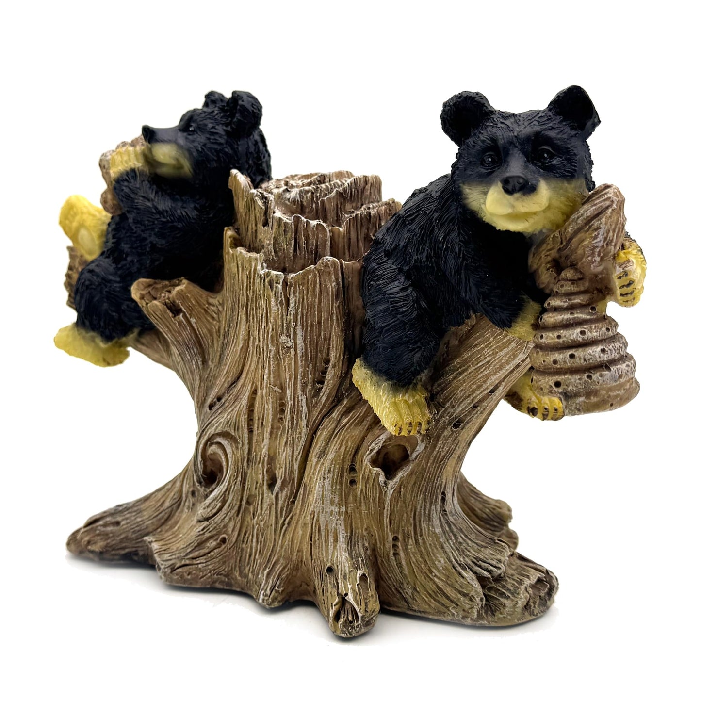 SHTWX 2 Black Bears on Branch Statue Figurine Sculpture Resin Collectible Gifts for Bear Lover Office Home Decor Desk Accessories Decoration Garden Figurines Outdoor Decor
