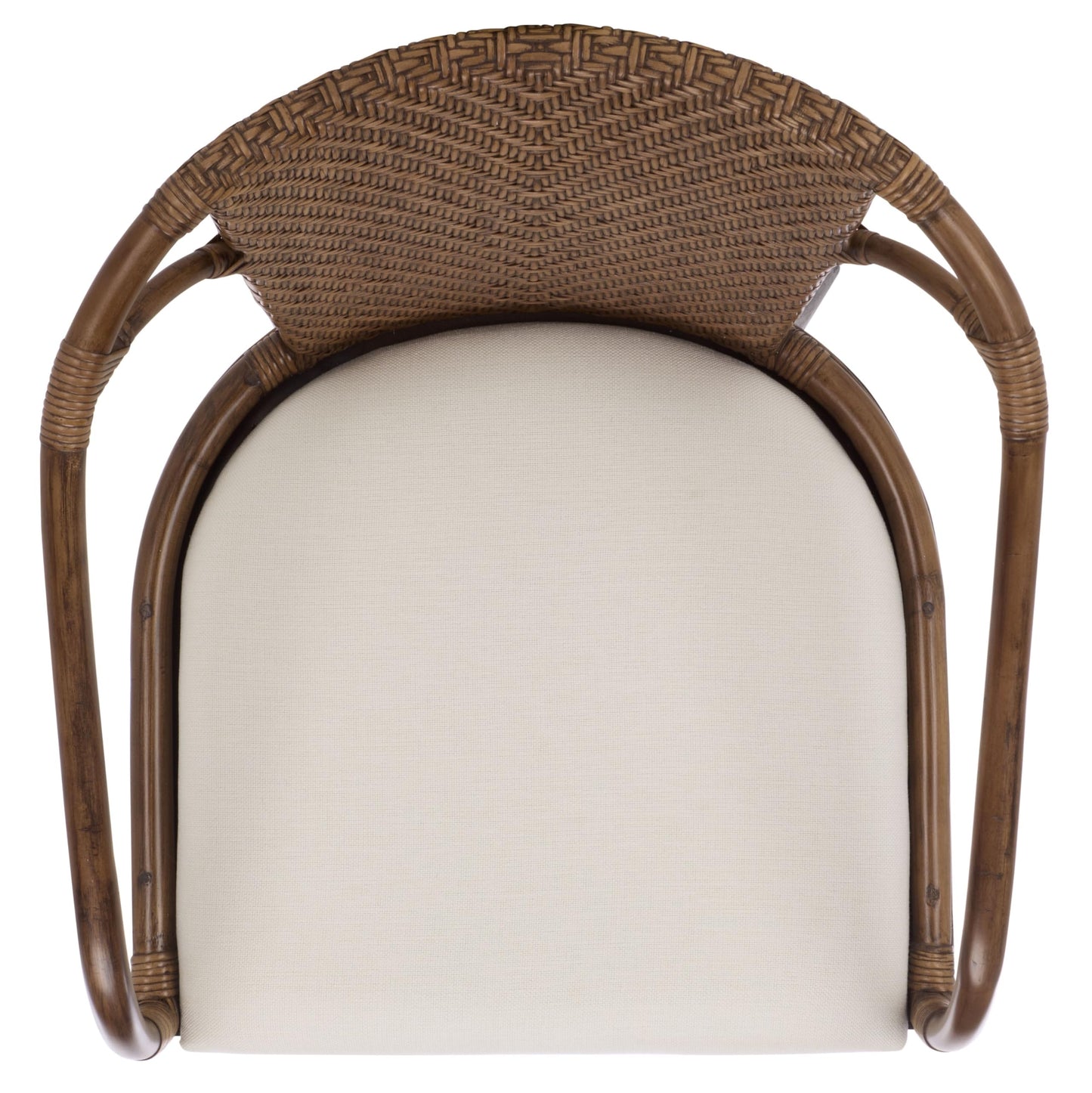 SAFAVIEH Home Collection – Kumi Brown Rattan Arm Chair with Ivory Seat Cushion, Coastal Modern Accent Seating, Fully Assembled (ACH4902A)