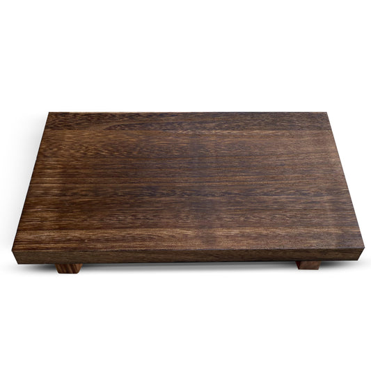 Lyfe Simple Rustic Pedestal Stand - Handmade Small Wood Tray - Soap Tray for Kitchen Sink, Bathroom (Brown, 12 x 7 x 1.5 Inch)