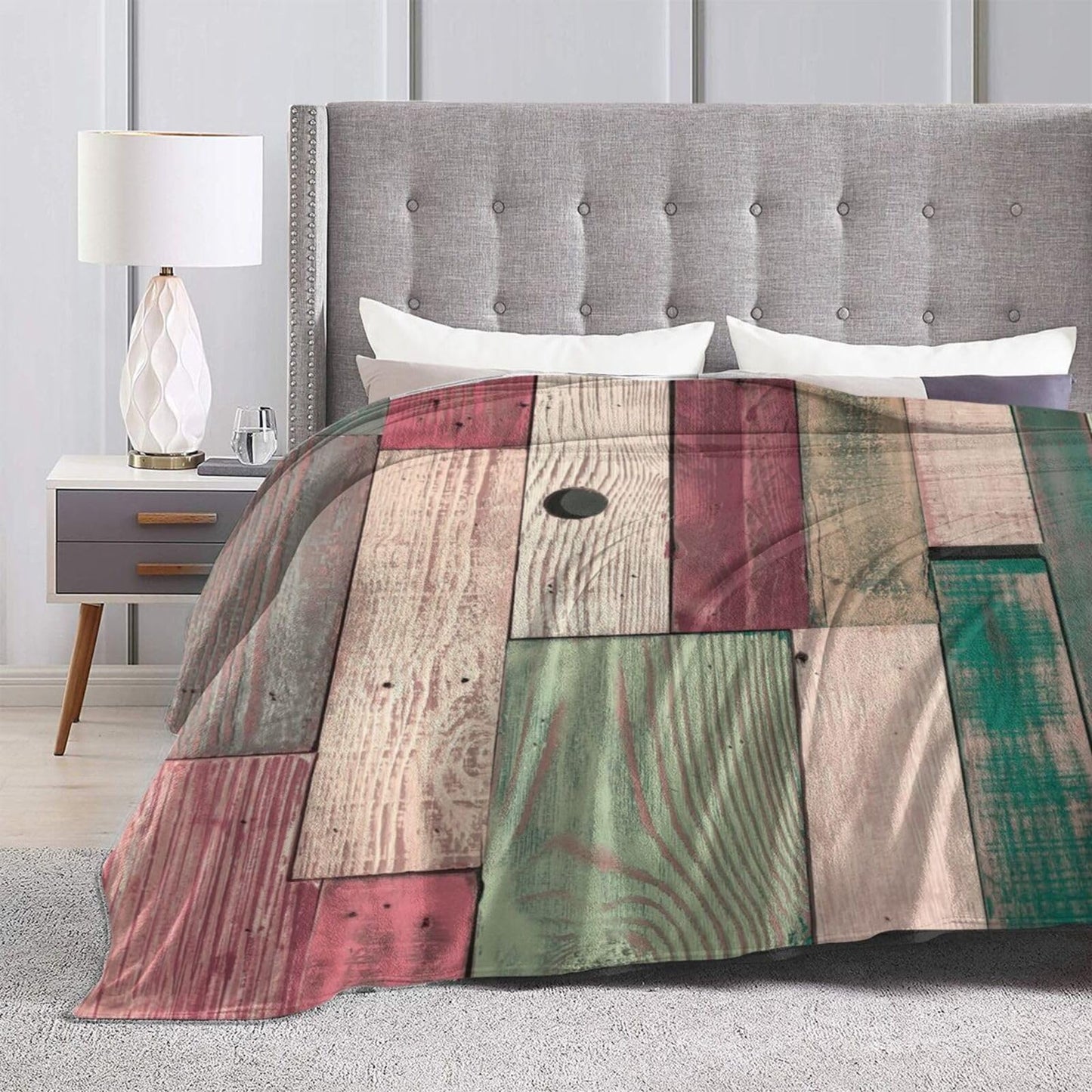 Vintage Wooden Wall from of Horizontal Ultra Soft Cozy Lightweight Flannel Fleece Blanket 3D Fashion Print All Season Sofa Warm Bed Throw Blanket 80"X60"