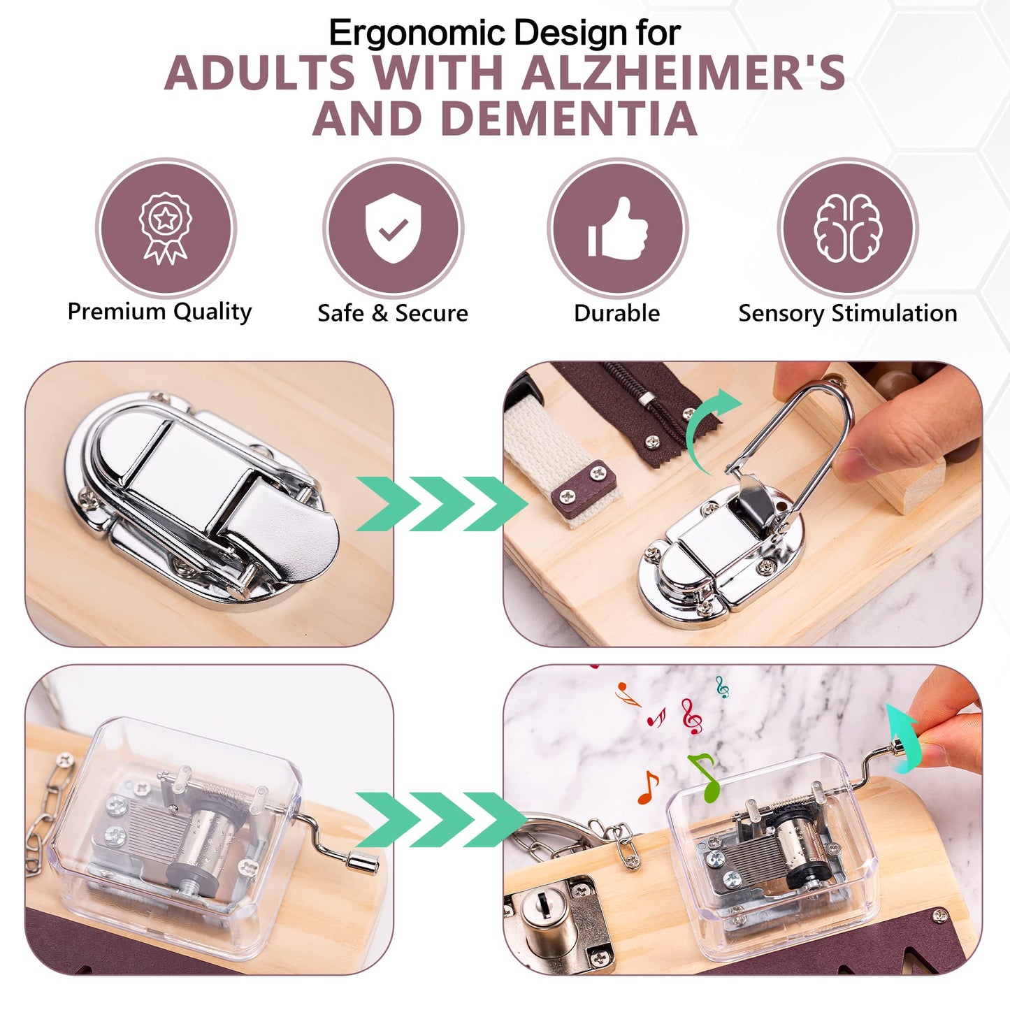 Assistex Fidget Busy Board for Adults with Dementia - Calming Activities and Games for Seniors Sensory Mat with Guide Book - Assistance Products Elderly Patients - Gift Toys for People with Alzheimers
