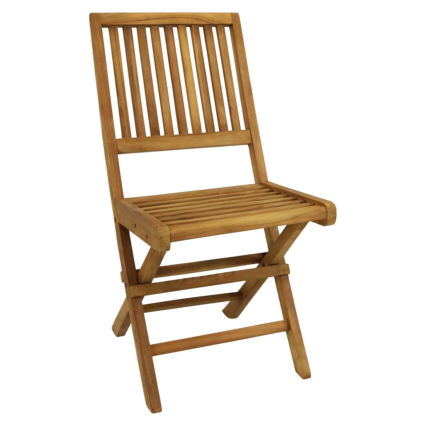 Sunnydaze Foldable Teak Wood Outdoor Chairs – Folding Patio Chair Set of 2 for Deck or Balcony – Wooden Teak Furniture with Light Finish