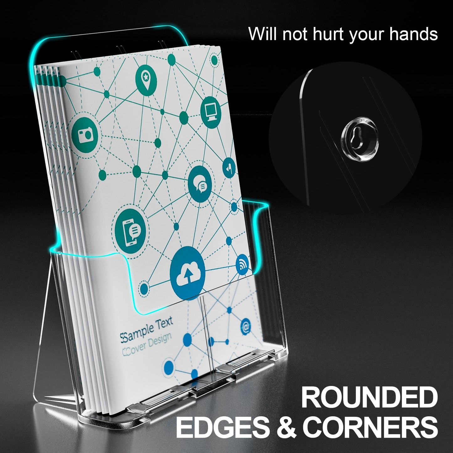 HLF-ho Brochure Holder 8.5x11 Inch Acrylic Literature Holders Clear Plastic Flyer Display Stand Countertop Use or Wall Mount Pamphlet Holder Organizer for Office, Lobby, Hotels, Trade Shows, 4 Pack