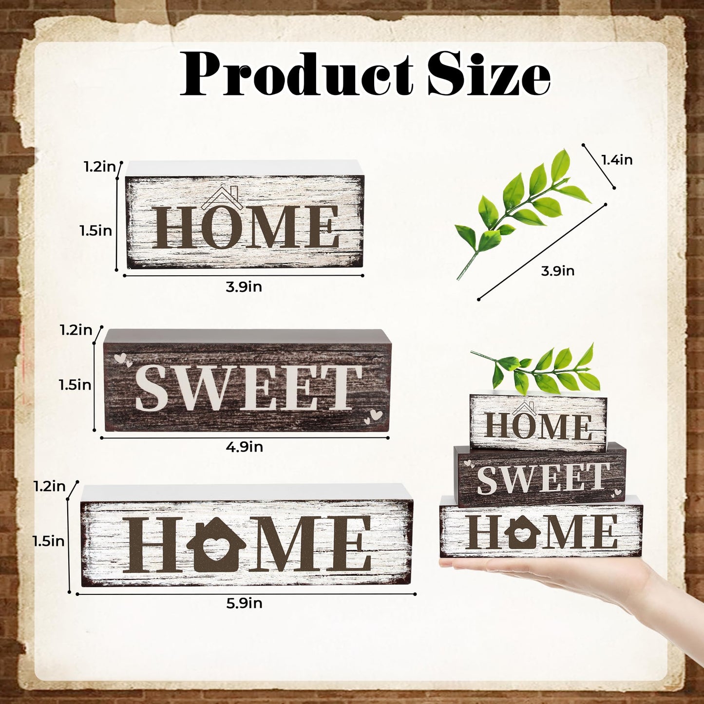 4 Pcs Home Farmhouse Wooden Tiered Tray Decor, Eucalyptus Leaves Retro Rustic Table Centerpiece Decorations Gifts for Home Kitchen Mantel Table Shelf Office