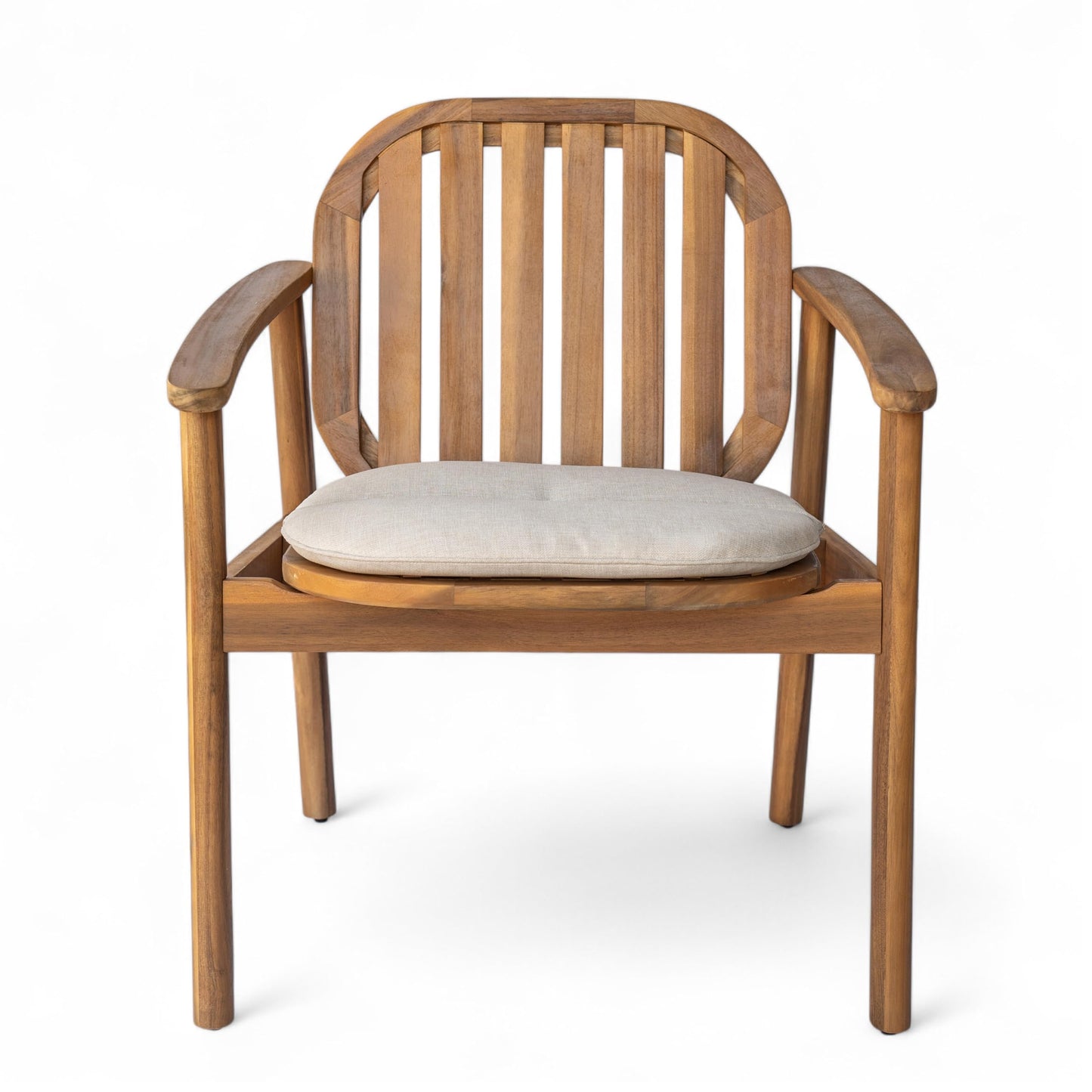 Christopher Knight Home Meja Acacia Wood Outdoor Dining Chair Set of 2 with Cushion, Wooden Patio Dining Armchair Set, Outdoor Kitchen Side Chair, Patio Furniture Set, Teak+Beige
