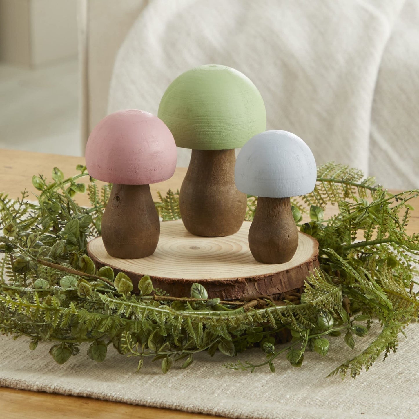 Your Heart's Content Wood Mushrooms, Set of 3 (Pastel Paint 3)