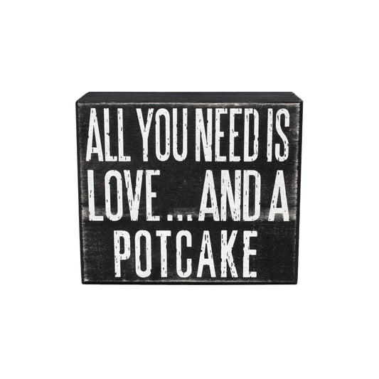 JennyGems Potcake Dog Gifts, All You Need Is Love and a Potcake Rustic Wooden Sign, Shelf Decor and Wall Hanging