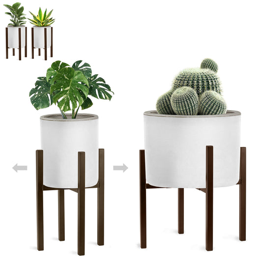 Sorbus Adjustable Metal Plant Stand – Mid Century Style Flower Pot Holder, 10 to 16 Inches Planter Stand for Modern Home Décor, Houseplants – Plant & Pot NOT INCLUDED (Brown, 2 Pack)
