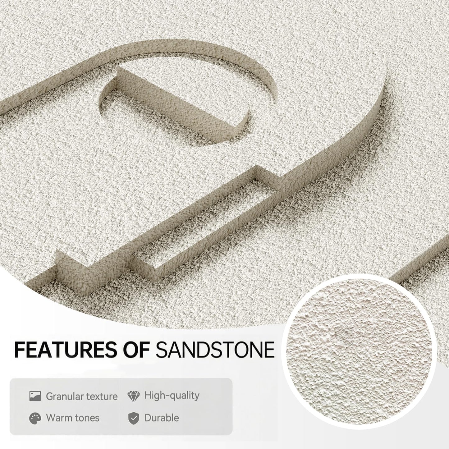 Vaskuro Extra Large Wooden Framed Sandstone Textured Wall Art, 3D Geometric Minimalist Abstract Neutral Decor, Black White Brown, Living Dining Room Office,3pcs,32x24in