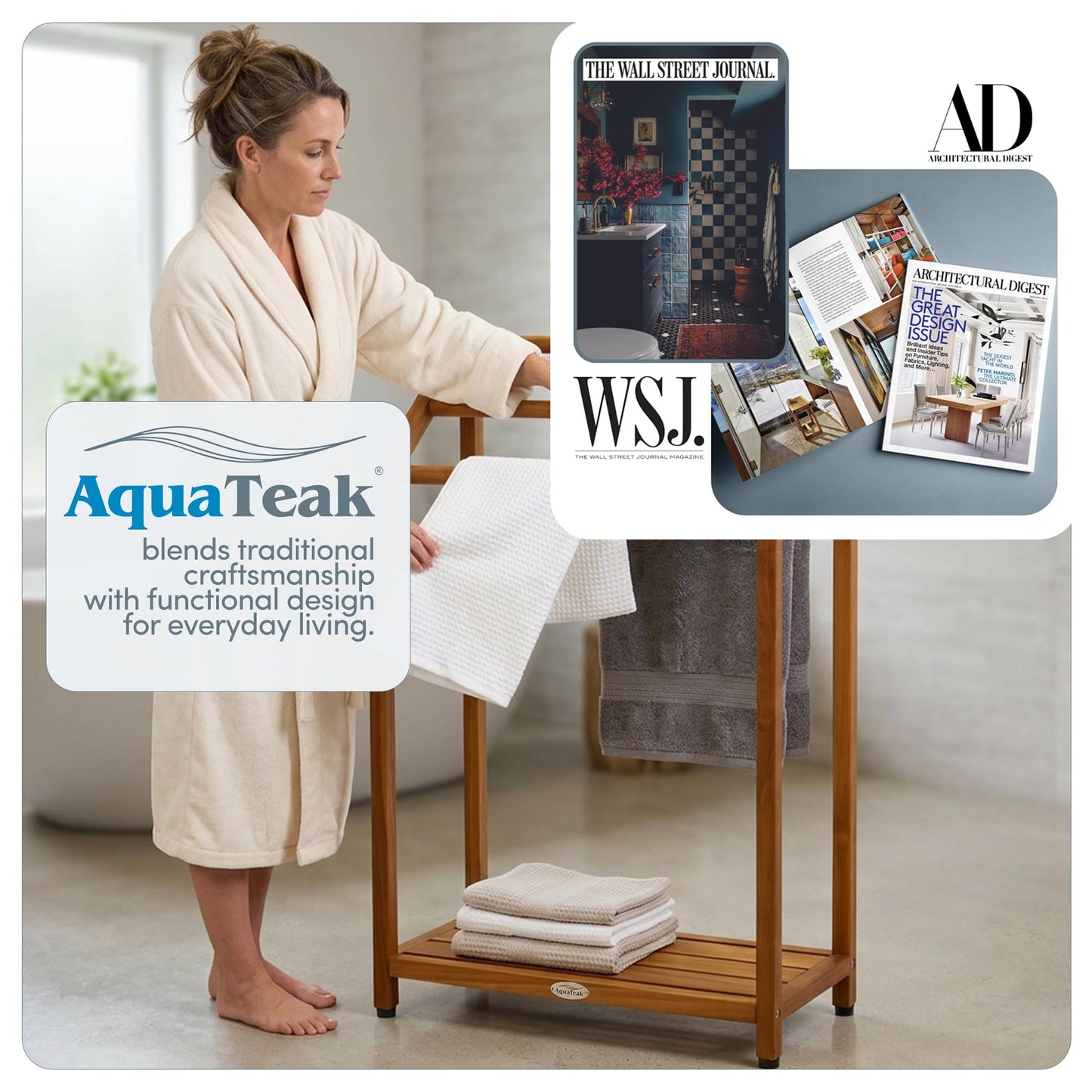 The Original Sula Versatile Teak Towel Rack