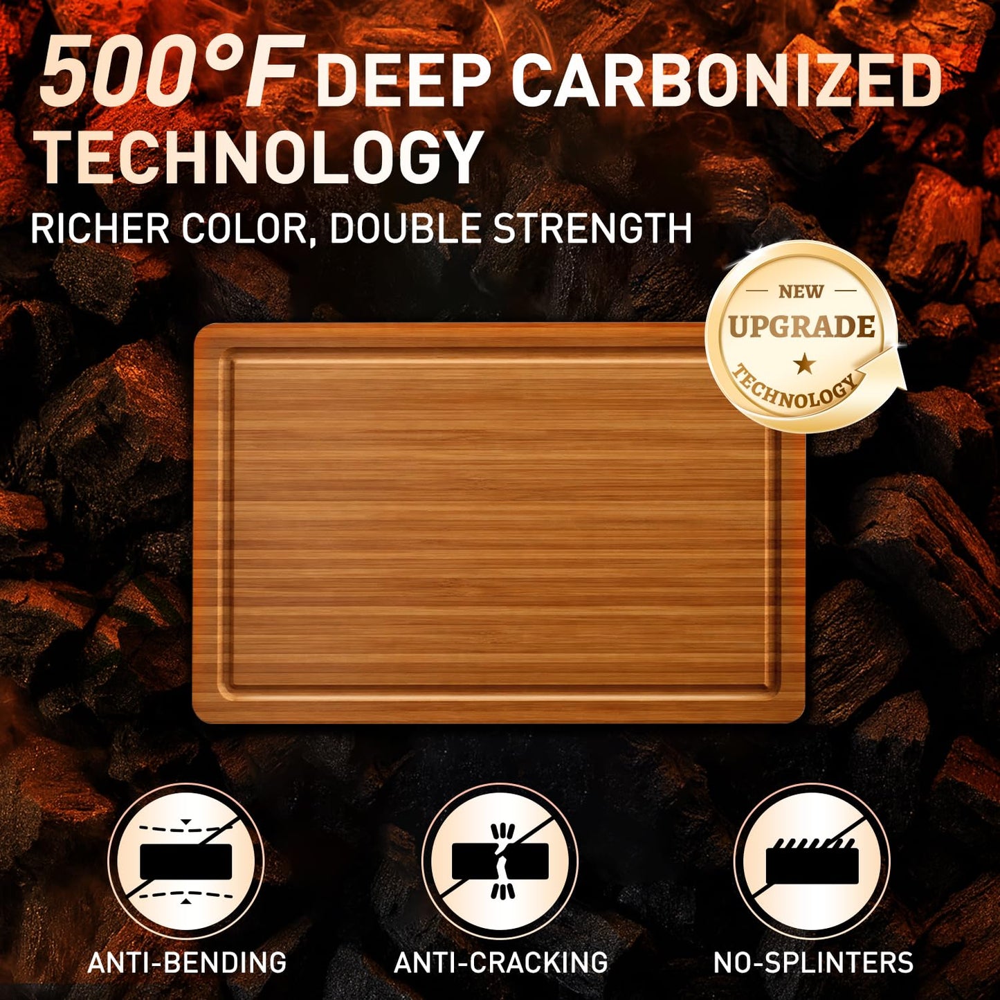 3 Pack Bamboo Cutting Board Set with Non Slip Feet Solid Wood Cutting Boards for Kitchen Non Toxic Wooden Chopping Boards Small Plastic Free Butcher Block Hardwood Serving Cheese Charcuterie Board