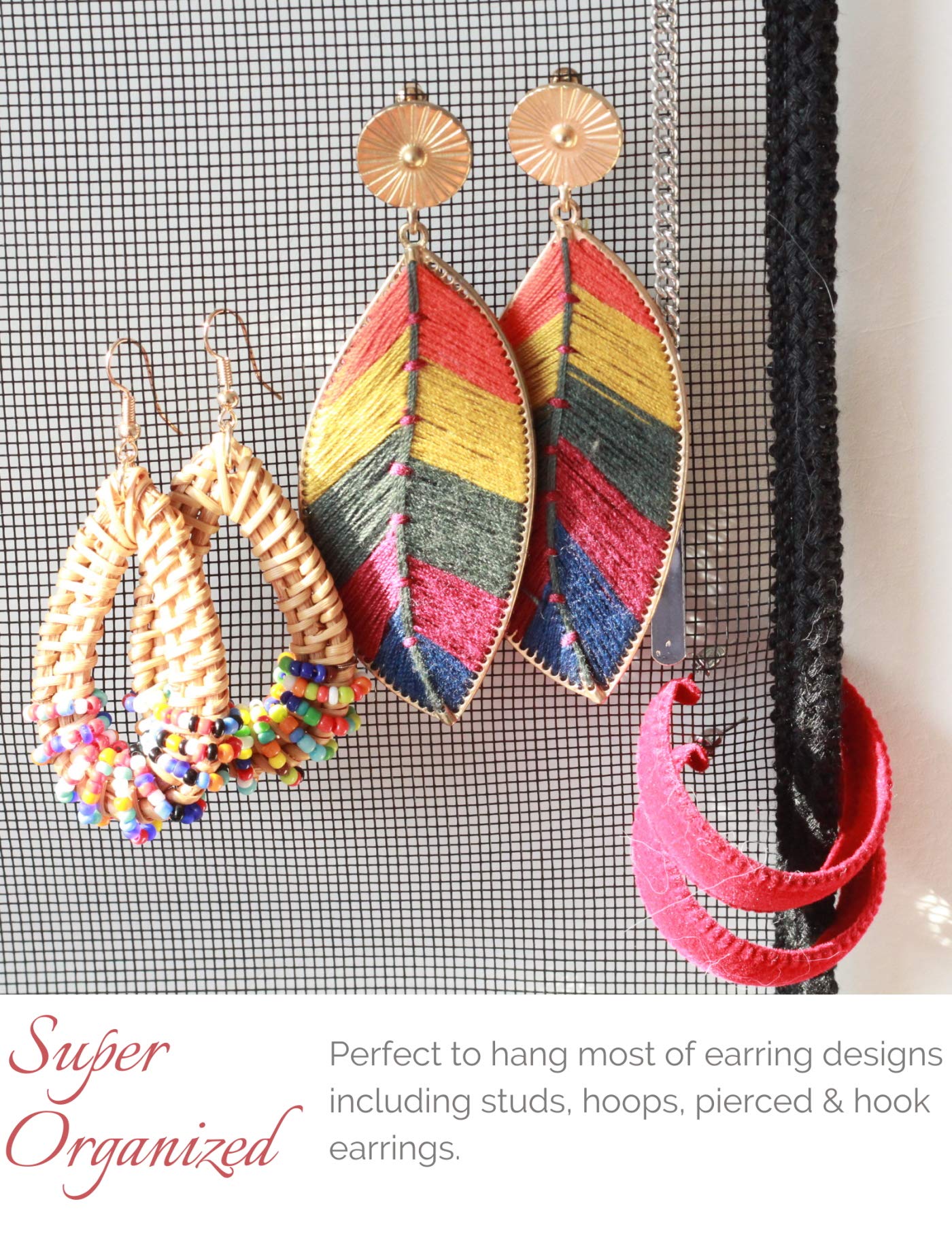 Heesch Earring Organizer Wall Monut Earring Holder Display Hanging Jewelry Organizer for Studs Dangle Earrings and Necklaces Holder Rack for Women Girl Gift