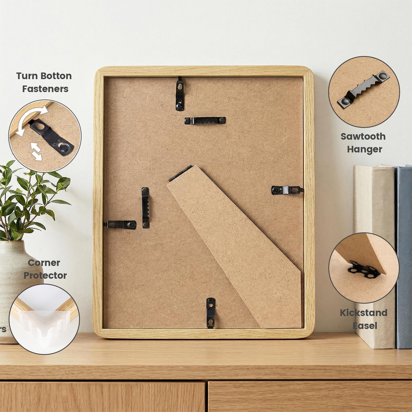 8x10 Picture Frame, USA-Sourced Natural Oak Wood Photo Frame with Tempered Glass, Double Mortise & Tenon Handcrafted Rounded Corner 8 by 10 Wooden Frame Matted to 5x7 Photos, Wall or Tabletop Display