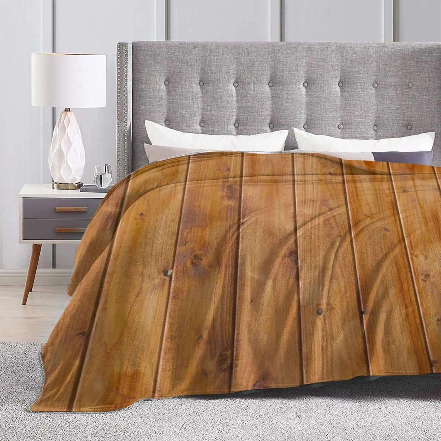 50"X40" Wooden Plank Texture Soft Flannel Blanket - Lightweight and Quick Drying, Used for Home, Travel, Camping
