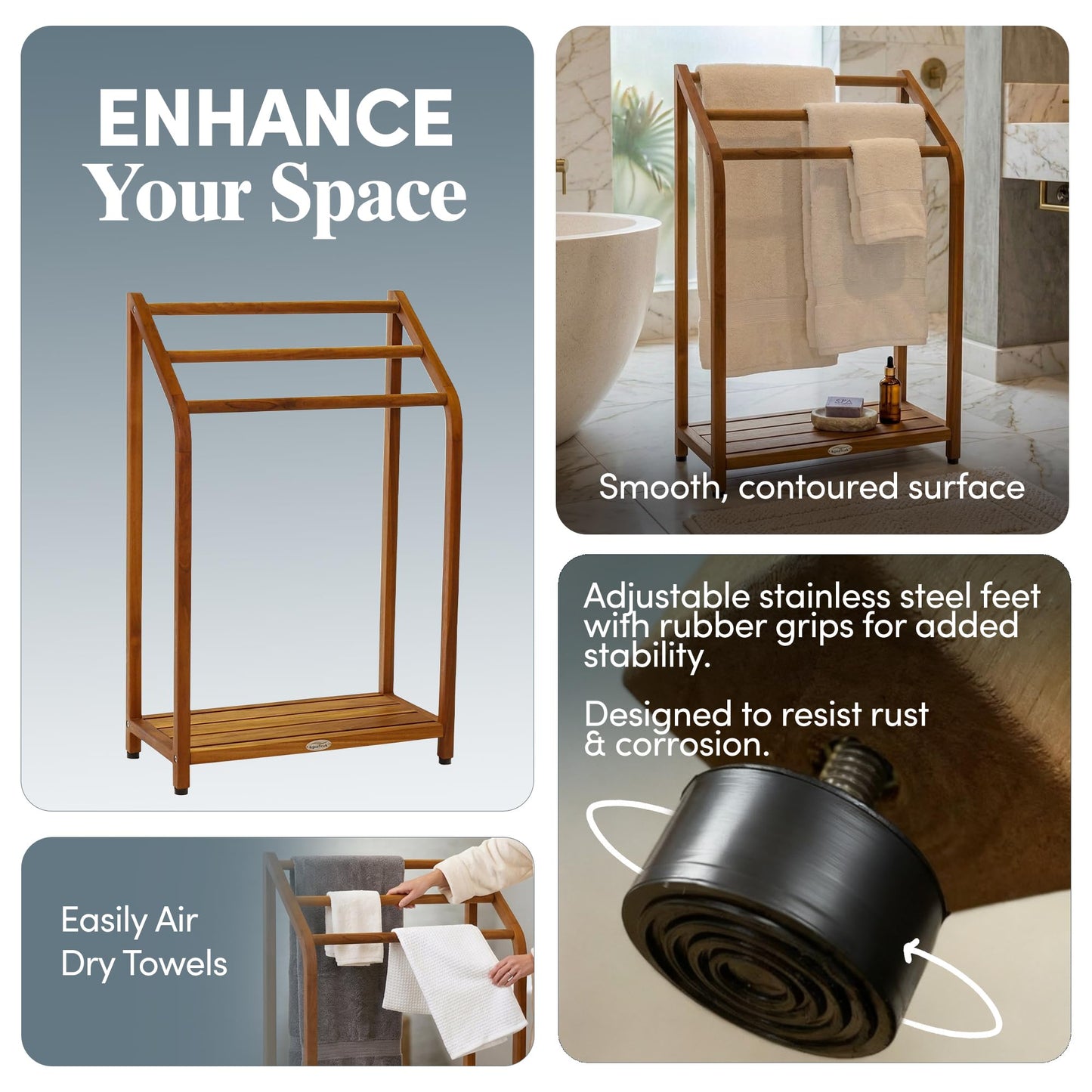 The Original Sula Versatile Teak Towel Rack
