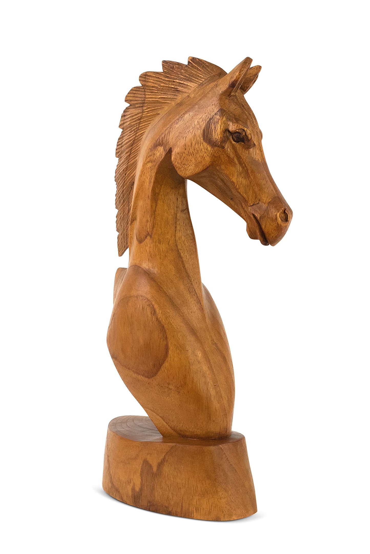 G6 Collection Wooden Hand Carved Horse Head Statue Sculpture Handcrafted Handmade Wood Decorative Home Decor Accent Figurine Decoration Horse (8" Tall)