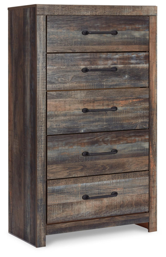 Signature Design by Ashley Drystan Chest of Drawers, 5 Drawer Tall Dresser, Assembled, Engineered Wood, For Bedroom Storage, Brown Gray