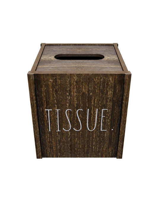 Rae Dunn Tissue Box Cover - Home and Bathroom Decor Accessories - Dark Brown Wood Tissues Cube Dispenser for Countertop, Desk, Dresser, Vanity, Bedroom, Kitchen, Office and Any Room of The House