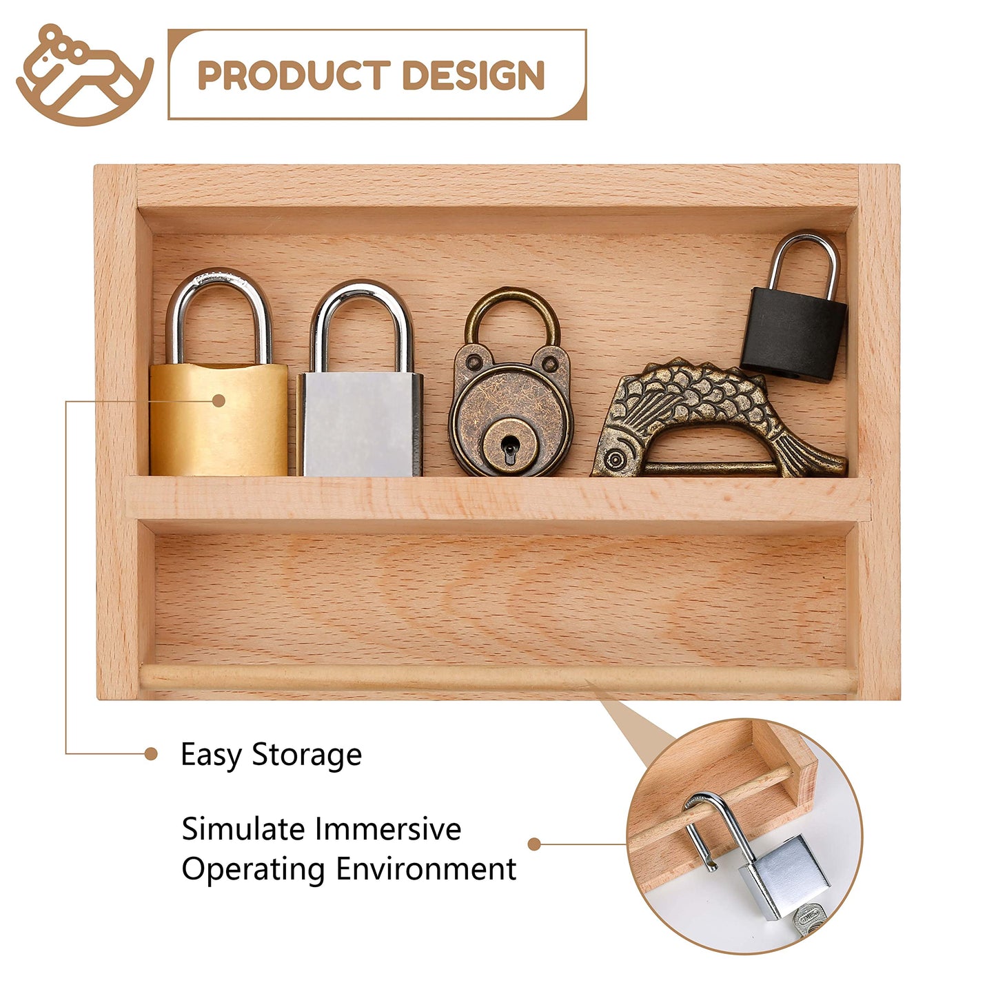 Woodtoe Montessori Lock and Key Toy Set for Kids, Educational Lock Set Keys, Wooden Montessori Materials for 3 4 5 6 Year Old, Preschool Home Classroom STEM Learning Birthday Toy Gift for Toddlers 3-6