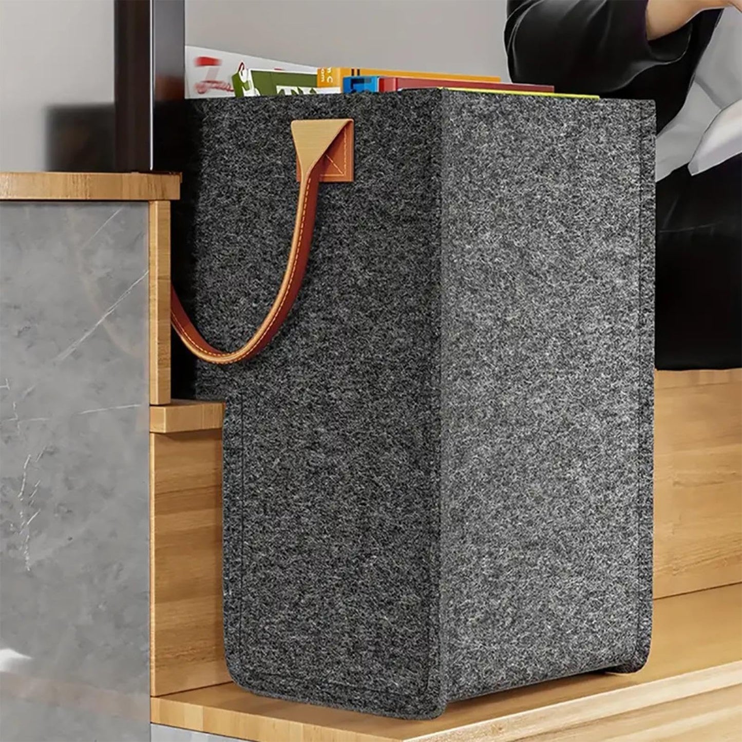 Stair Basket - Laundry Basket, Space-Saving Closet Storage | Carpeted Stairs Closet Storage with Handle for Wooden Staircase Carpeted Stairway Household Apartment