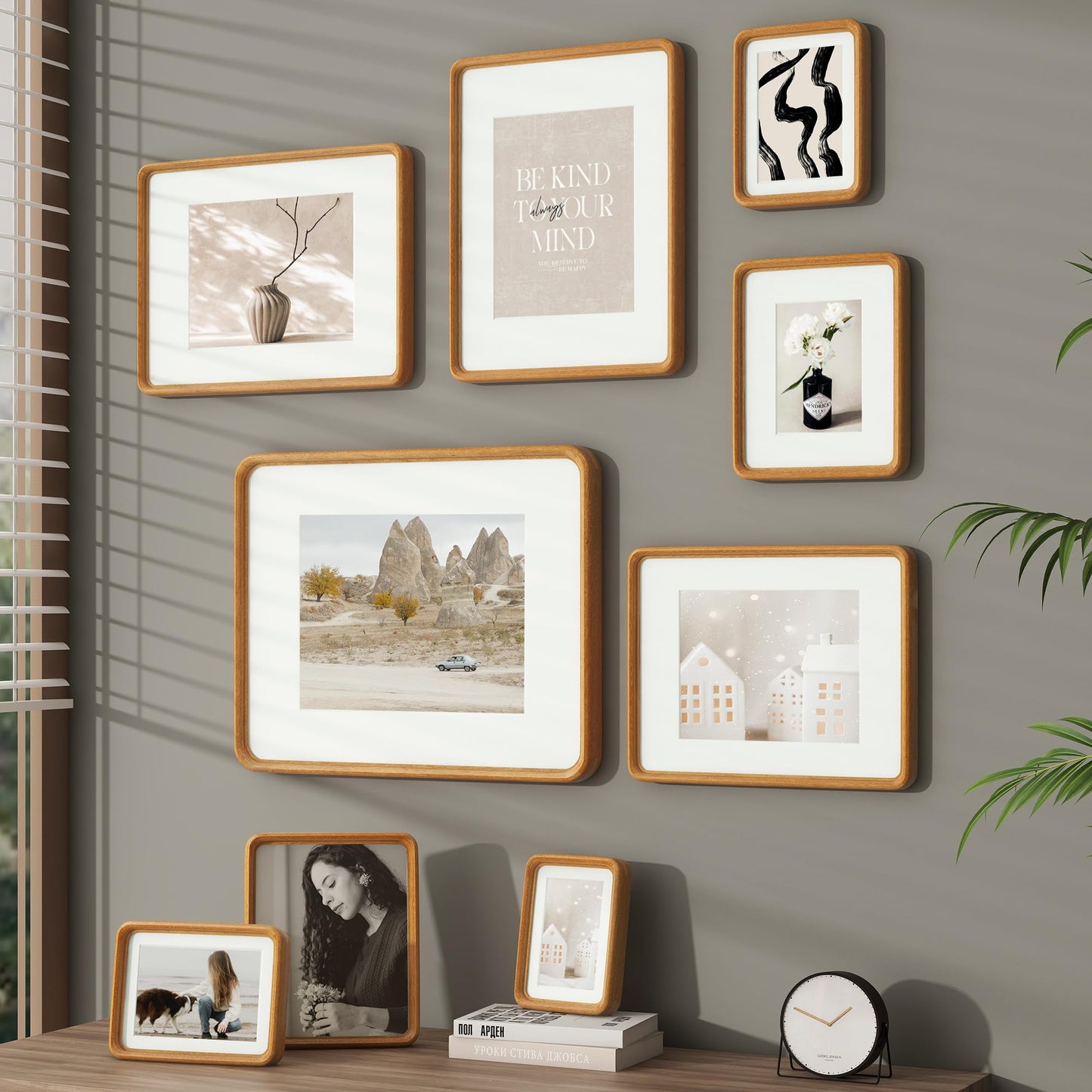 11x17 Picture Frame, USA-Sourced Natural Teak Wood Photo Frame with Tempered Glass, Handcrafted Rounded Corner 11 x 17 Wooden Frame Matted to 8x12 Photos, Wall or Tabletop Display