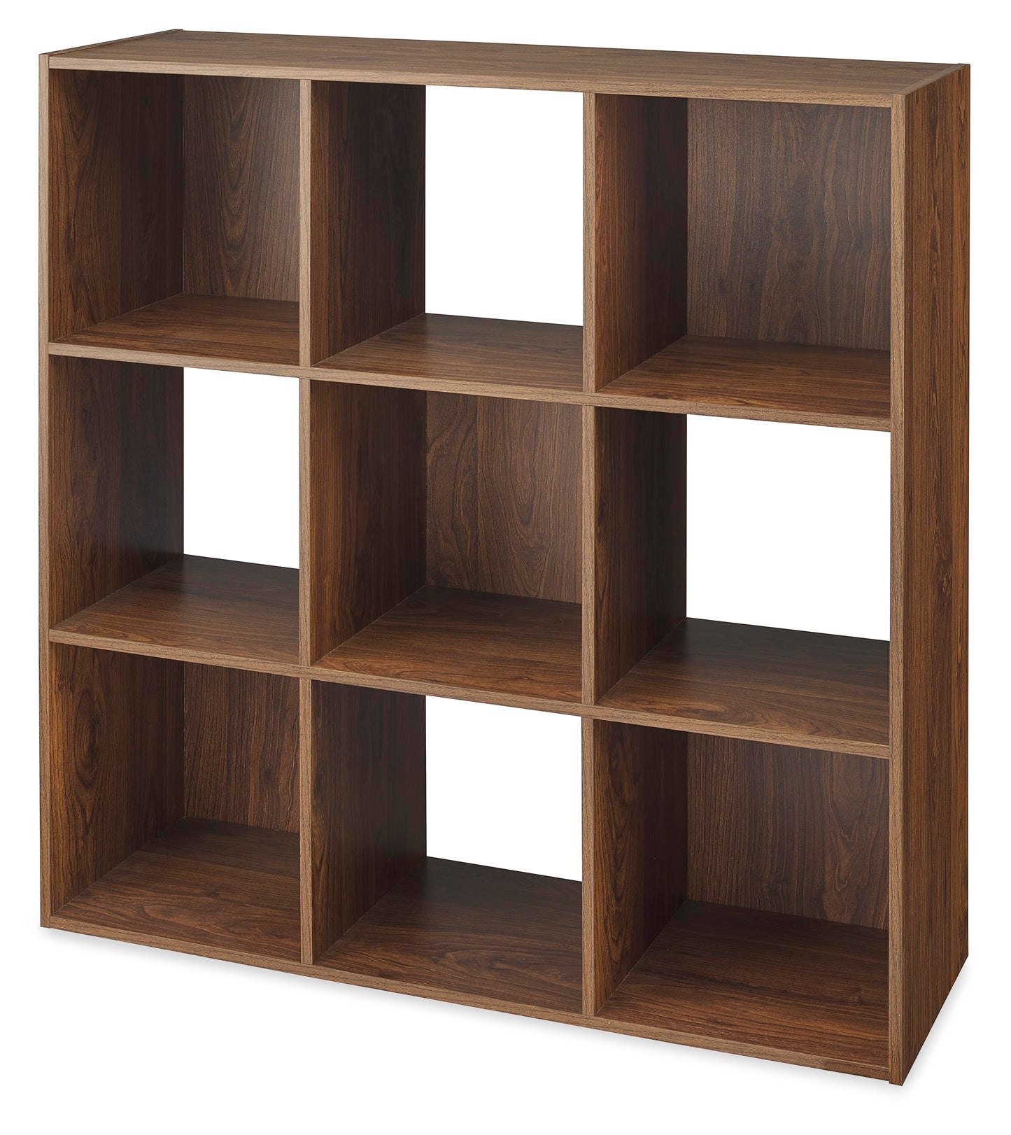 Whitmor 9 Cube Storage Organizer, Open Storage Display Bookshelf, Storage Cabinet for Living Room, Bedroom, Home, Office, Walnut