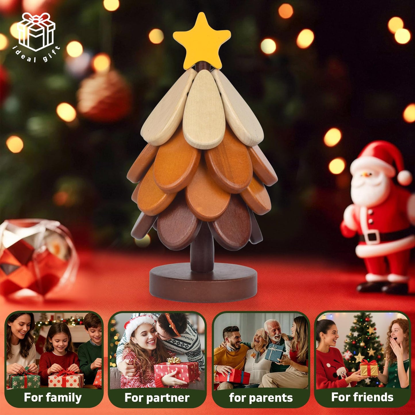 Wooden Tree Trivets for Hot Dishes,Tree Trivet Coasters Christmas Tree Shape Trivet Set of 4 for Hot Pot Pans, Wood Coasters Table Decor Coaster for Bowls Teapots Drinks Plates