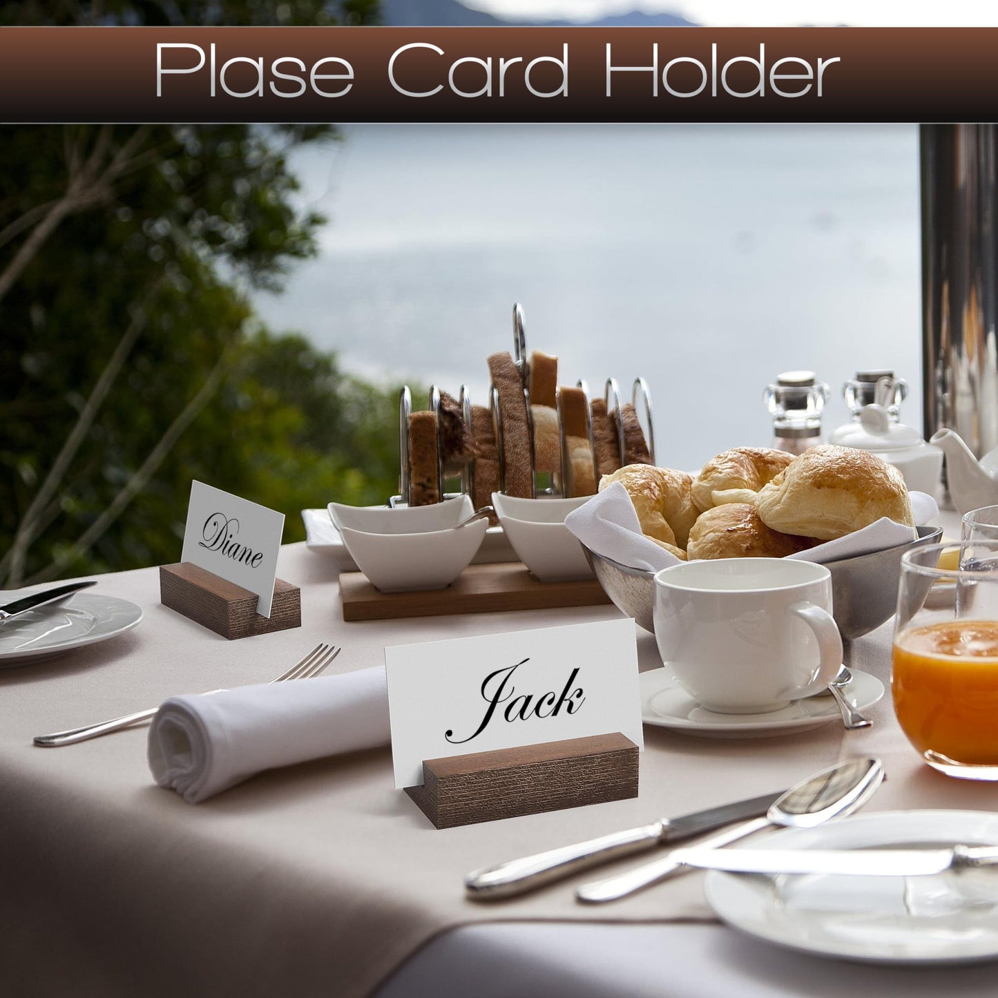12 Pack Wood Place Card Holders - Table Number Holders - Brown Wooden Table Numbers Holder for Photo - Cards Display Stands for any Decor - Perfect for Cafe Wedding Shop Party Events Retail Shop Home