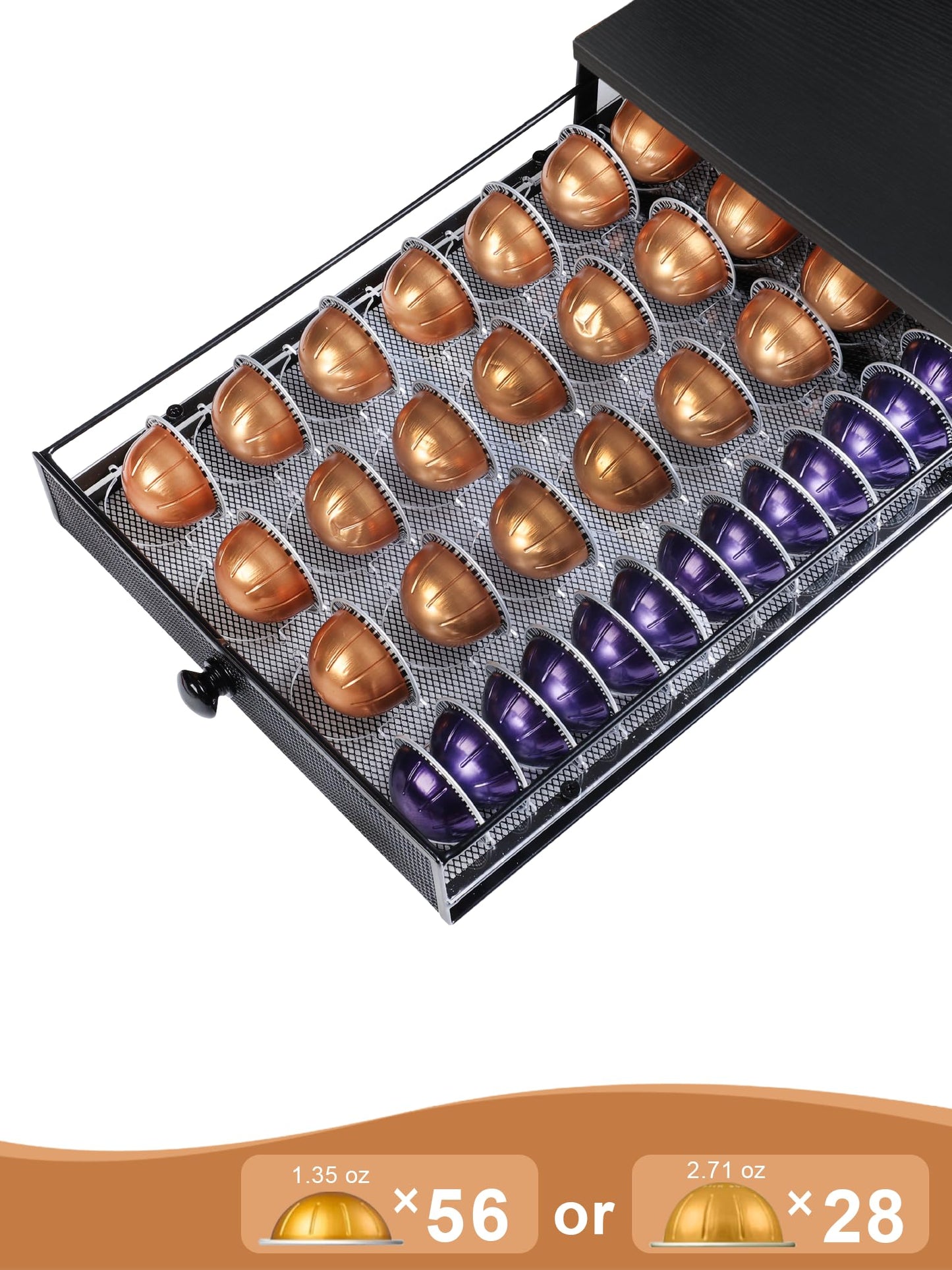 Sedegn Nespresso Vertuo Pod Holder: Capsule Organizer with Sliding Drawer