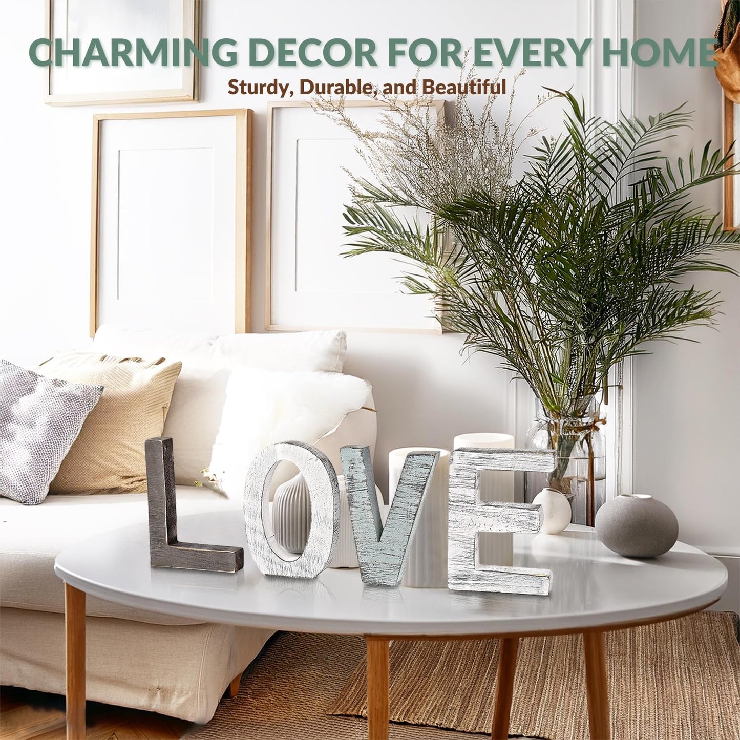 Flexzion Wooden Love Sign Block Letters for Wall Decor - Rustic Standing Love Cut Outs Wooden Word Signs Letter Decorations for Walls, Bookshelf, Kitchen, Bathroom, Wedding, and More