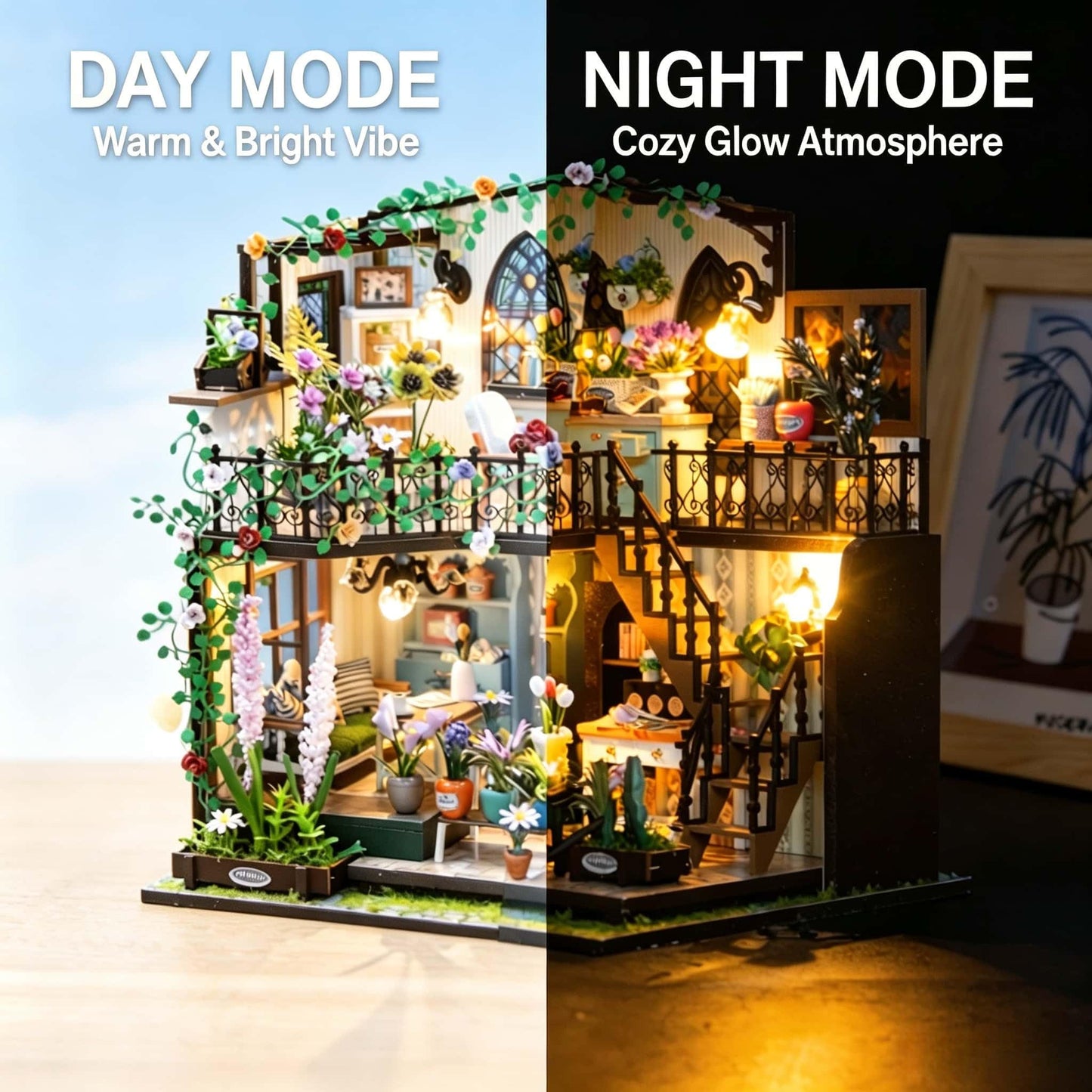 Kedymai DIY Miniature House Kit,Fairy Dollhouse for Adults with Music Movement and LED Lights, Two-Story Wooden Tiny Home Kit,Fairy Garden Kit Décor for Family and Friends