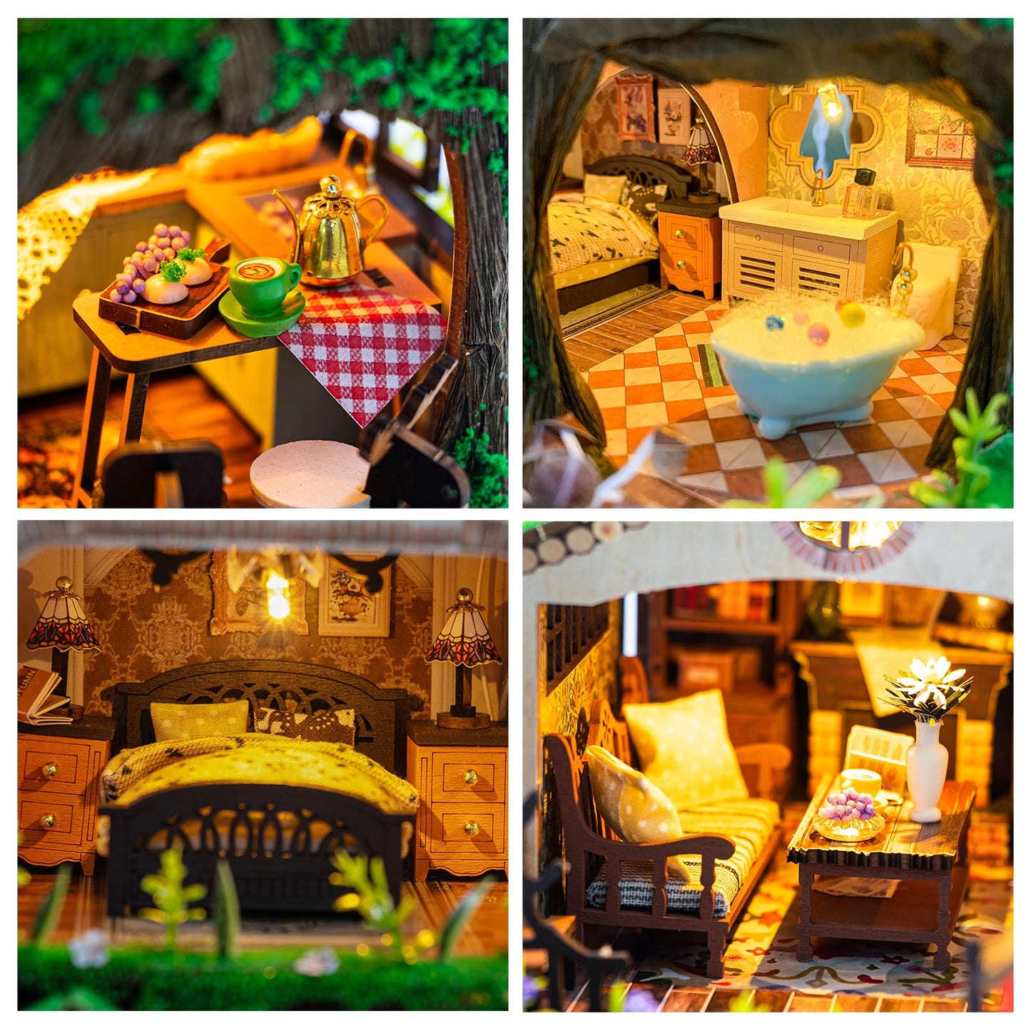 CUTEROOM Miniature House Kits for Adults, Mini Dollhouse Wooden Furniture Kit, DIY Craft Kits Creative Room Tiny House for Decoration-Fairytail Forest