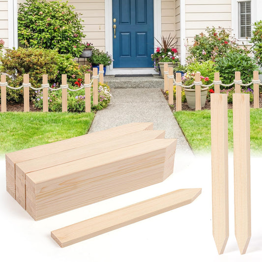 24Pcs Wooden Garden Stakes, 17in Pinewood Yard Stakes for Plant Support, Garden Fencing, Ground Marking, Signs, Grade, Baselines, Survey Stakes and Boundary