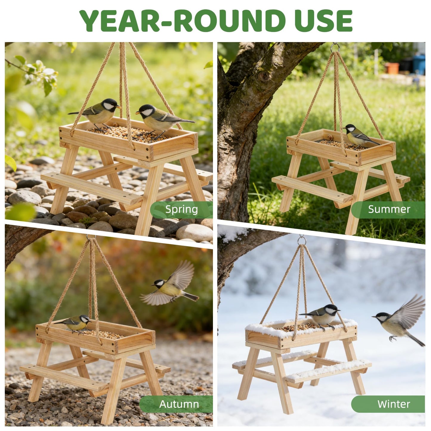 Squirrel Picnic Table Feeder, DIY Wood Building Kits with Paint Set,for Wild Birds, Chickens, Ducks, Squirrels & Other Poultry, Build Your Own Bird Feeder