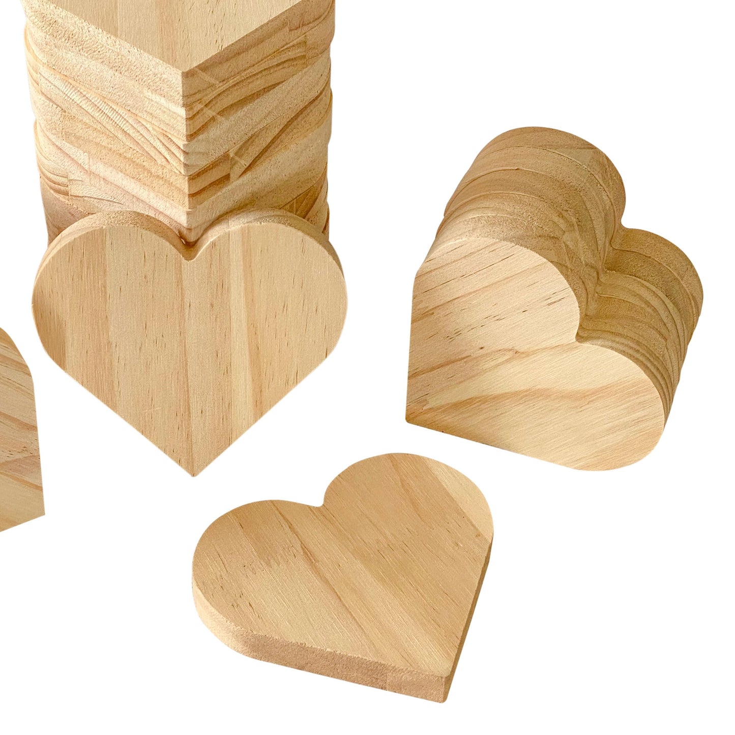 4 Inch 24 Pack Unfinished Wooden Heart Block 4" x 4.5"-9/16" Thick Wooden Heart Slice Freestanding Blank Wood Love Signs Natrual Wood Coaster for Decor Painting DIY Craffs