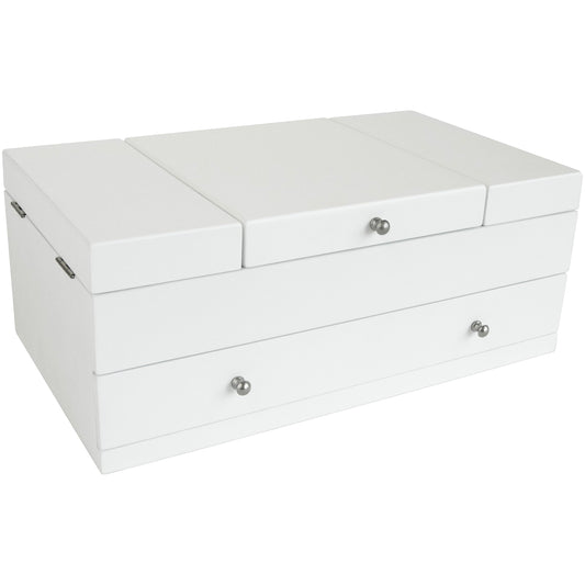 Mele and Co Everly Wooden Triple Lid Jewelry Box in White